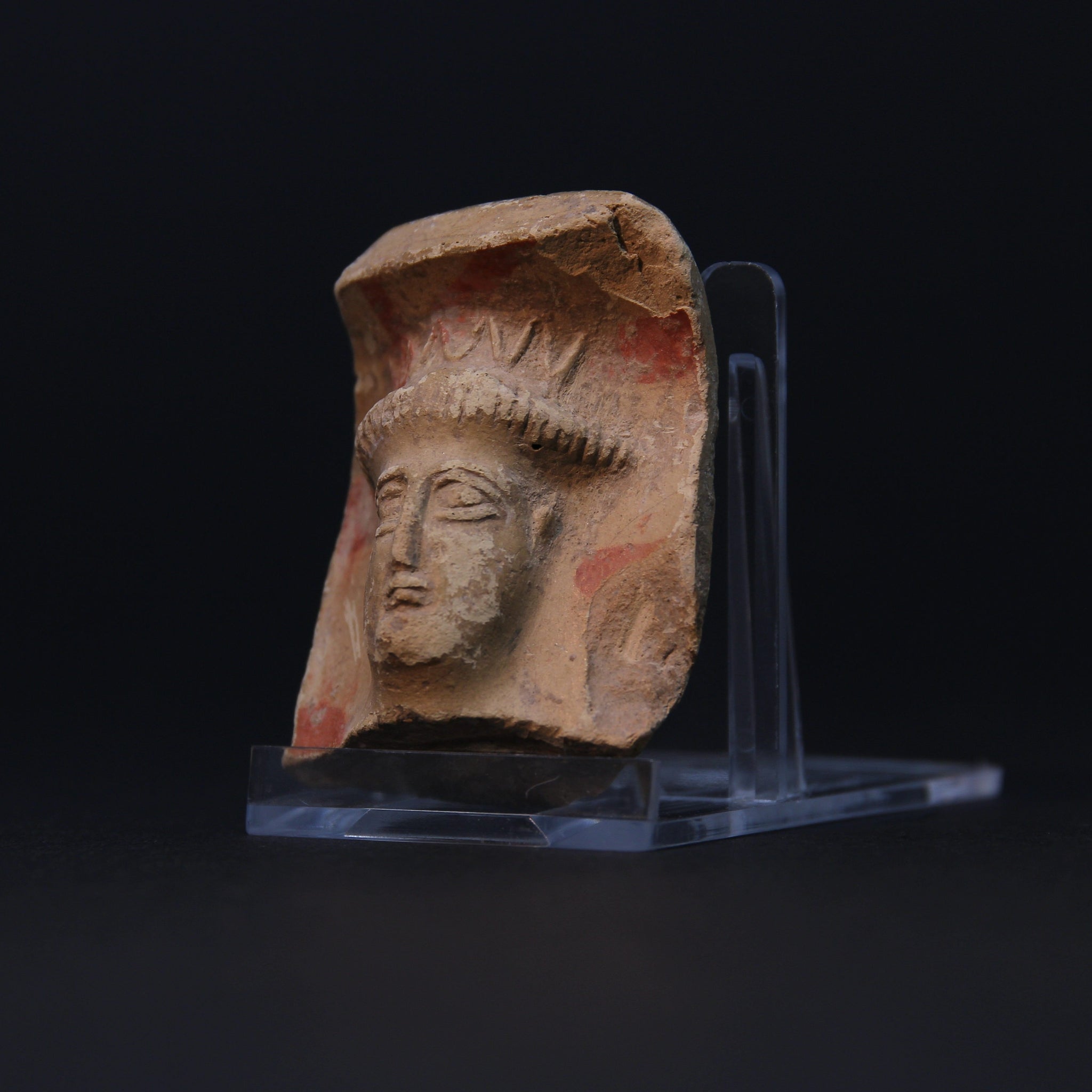 A Hellenistic Terracotta Statue Head | 4th-1st century BC