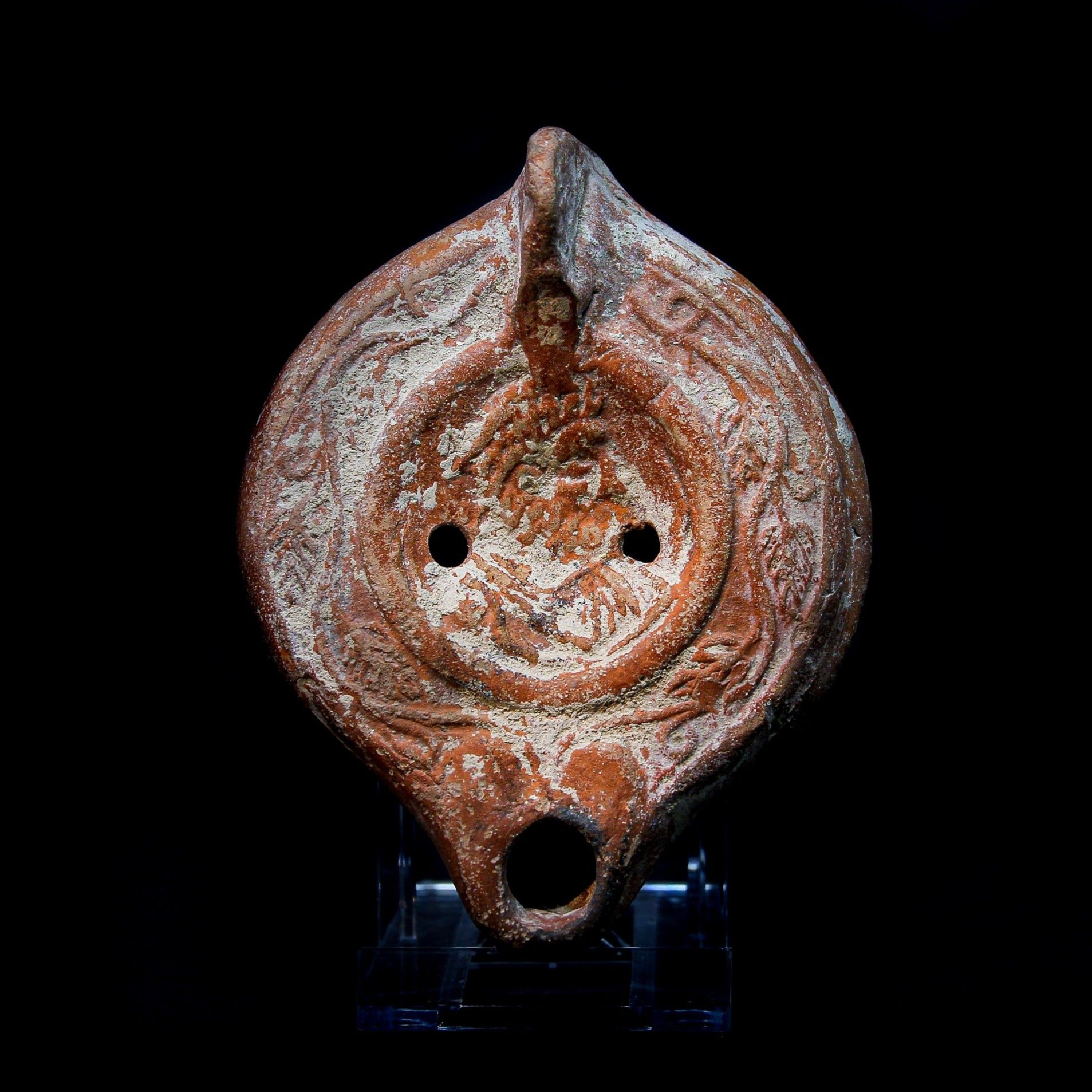 A Roman Terracotta Oil Lamp with Bust | Circa 1st-3rd Century AD