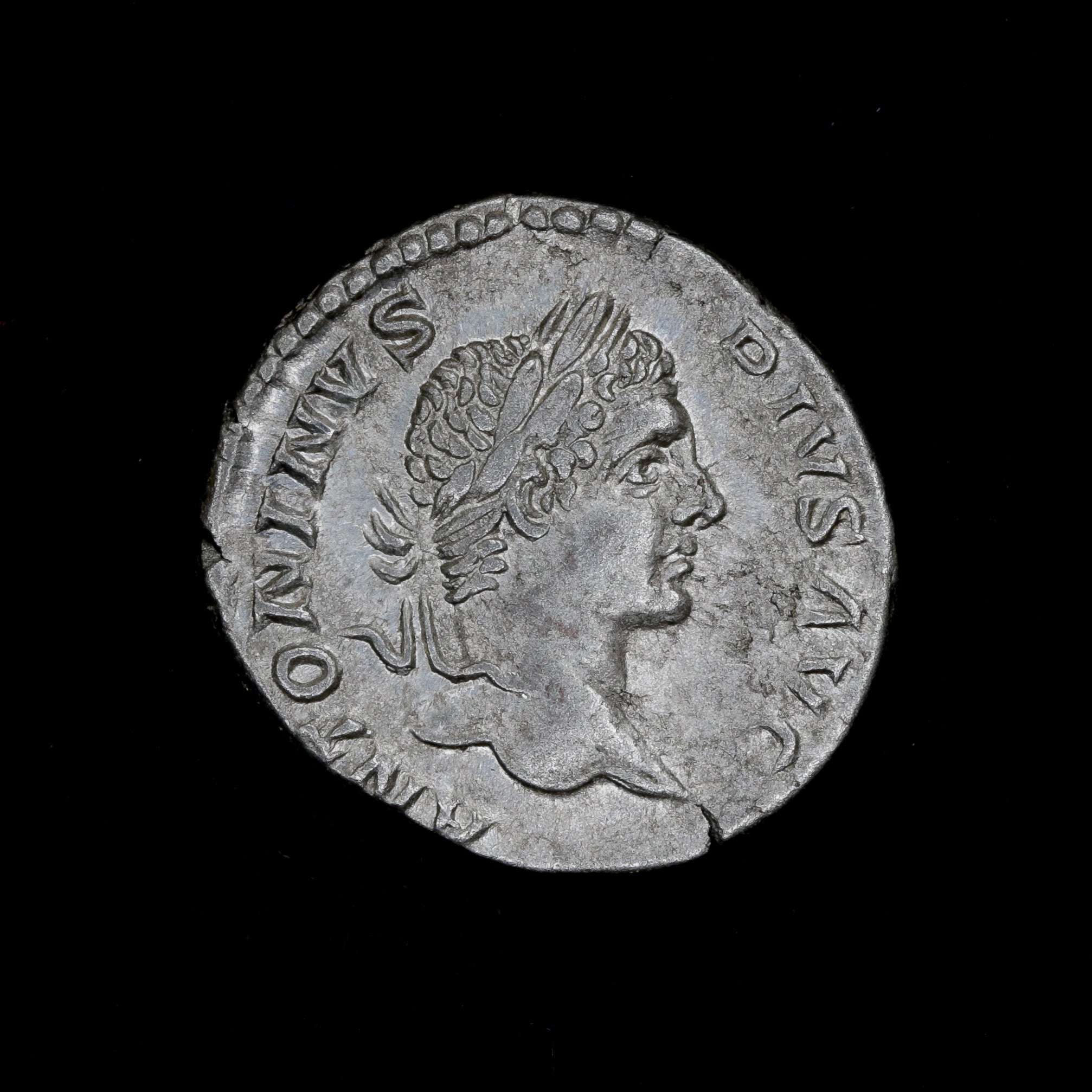 A Roman Empire Silver Coin | AR Denarius, Caracalla | Rome 207 A.D.