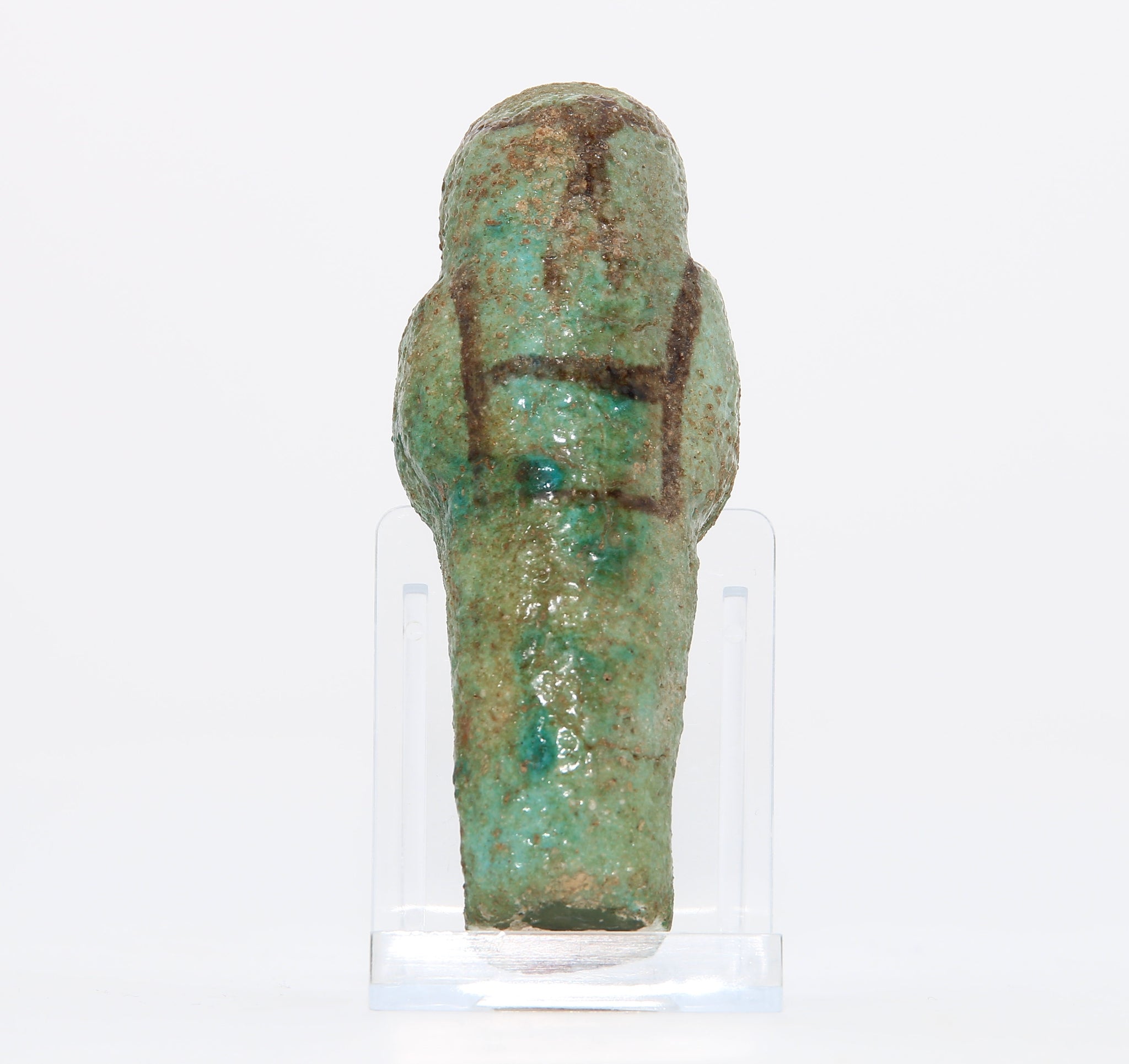 A green glazed faience shabti figure with inscription "the Osiris Ankh-es-(-en) Amen" | Thebes, Third Intermediate Period, 1050-750 BC