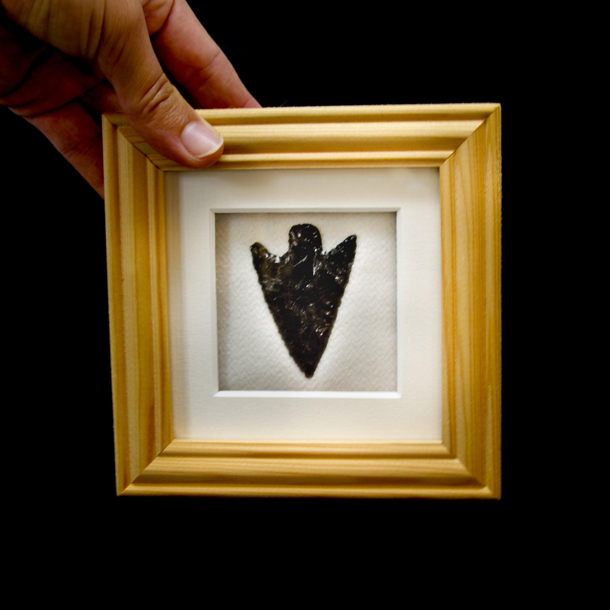 Aztec Obsidian Barbed Arrowhead | Framed Wall Display | 14th Century AD